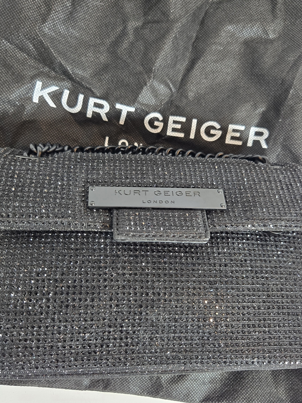 Kurt Geiger Black Sparkle Crossbody Bag